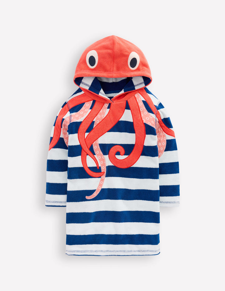 Frottee-Badeponcho mit Applikation-Streifen Oktopus