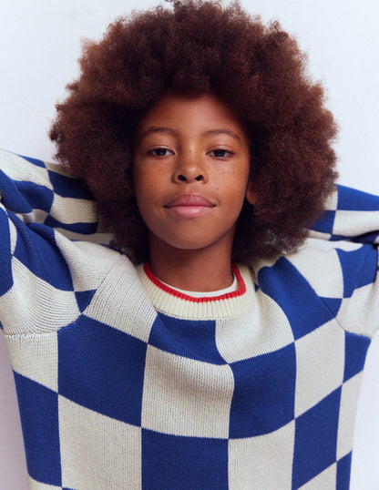 Pullover mit Grafik-Surf The Web-Blau Schachbrettmuster-2