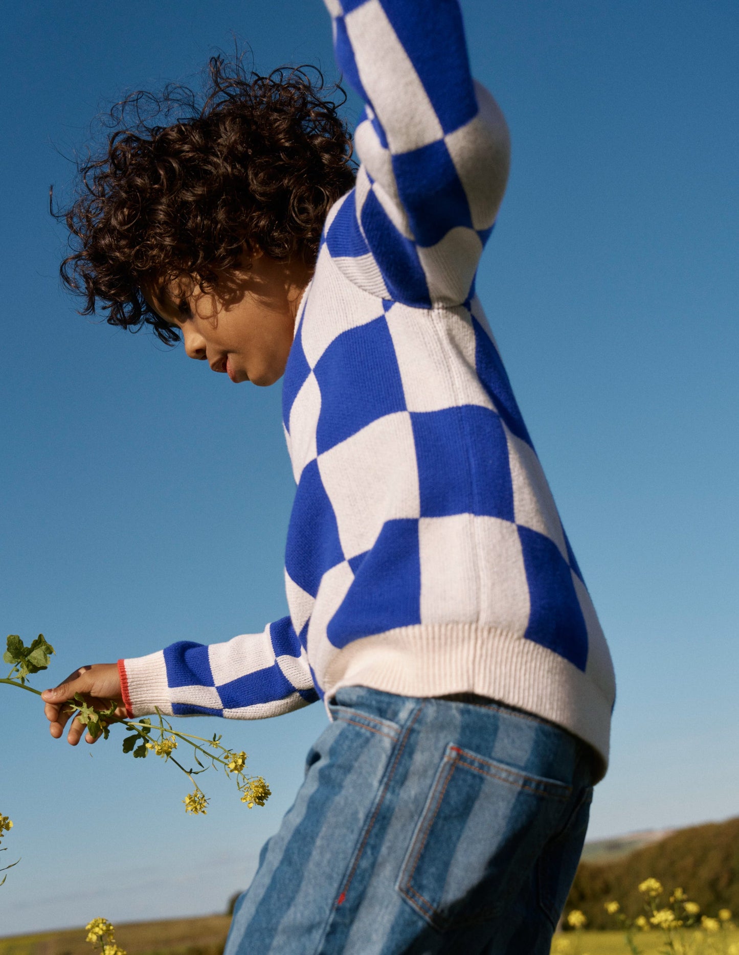 Pullover mit Grafik-Surf The Web-Blau Schachbrettmuster