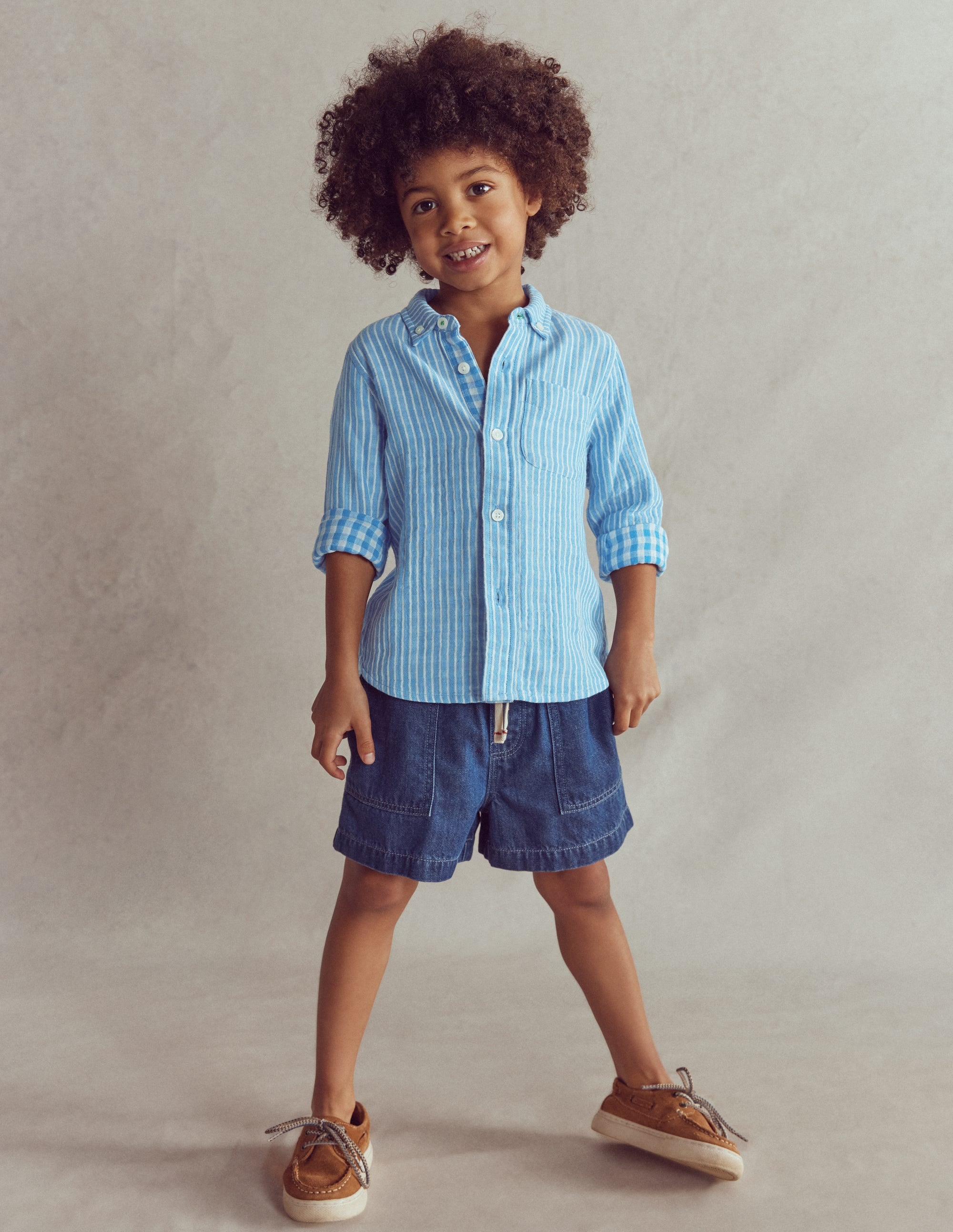 Weiche Jeansshorts-Heller Used Look - Image 3