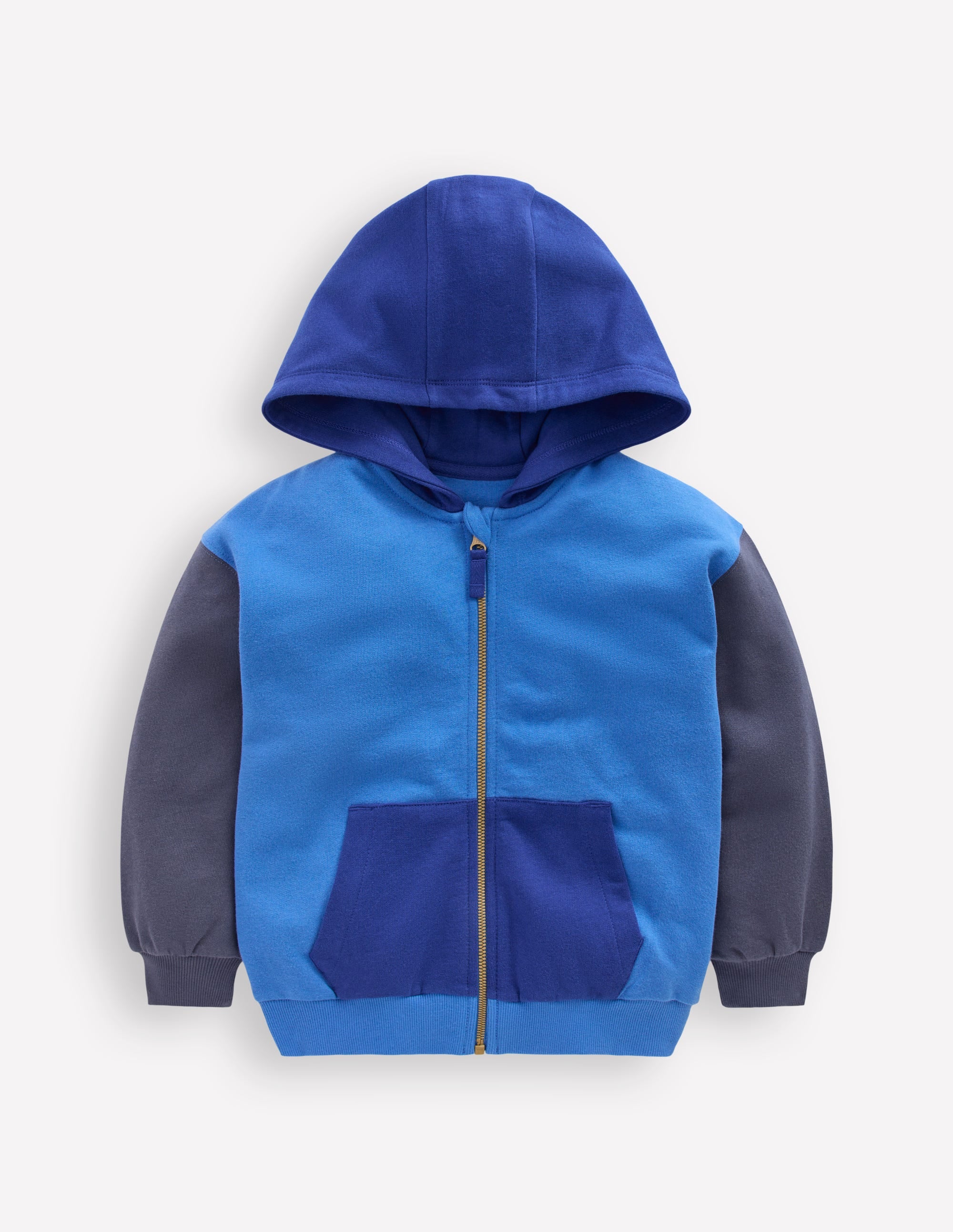 Sweat à capuche zippé colourblock-Pêle-mêle bleu - Image 1