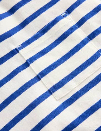 Doppellagiges T-Shirt-Leuchtendes Blau/Naturweiß-3