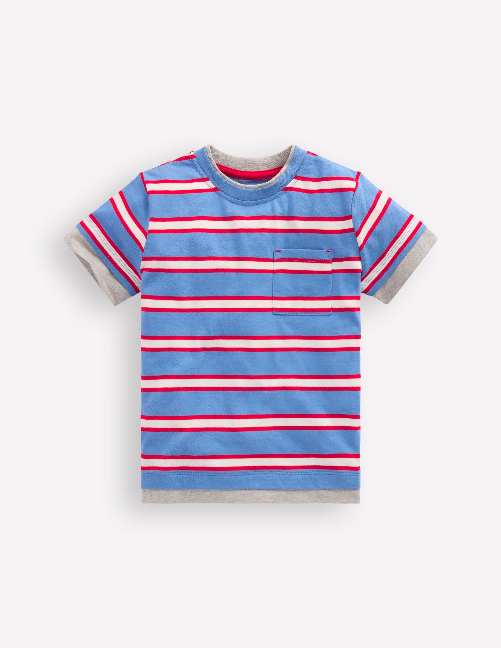 T-Shirt im Lagen-Look-Blau/Rot - Image 1