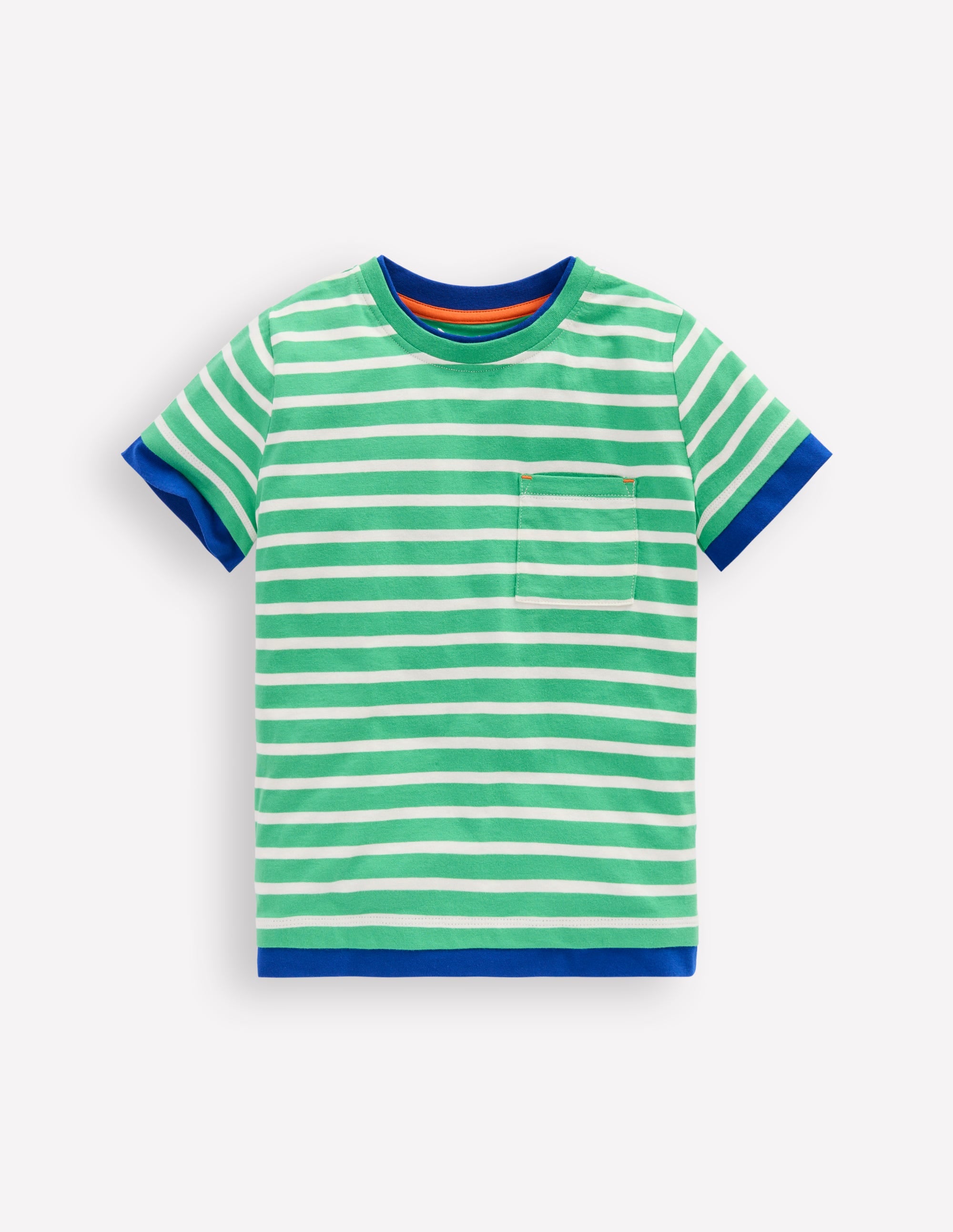 T-shirt à effet superposé-Vert petit pois/ivoire - Image 1