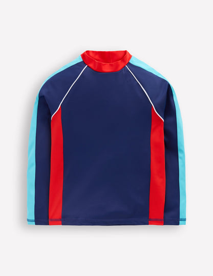 Badeshirt in Blockfarben mit Sonnenschutz-Mazarinblau-1