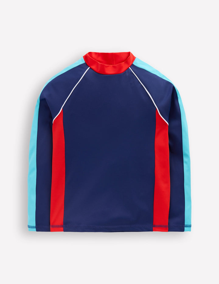 Badeshirt in Blockfarben mit Sonnenschutz-Mazarinblau