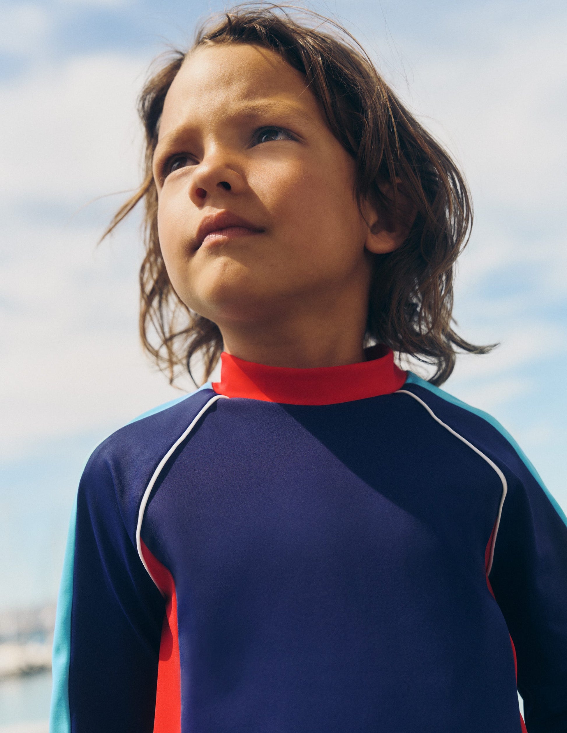 Haut de plage colourblock avec protection solaire-Bleu mazarine-4