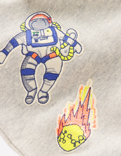 Bas de jogging à écussons-Motif spatial gris-7