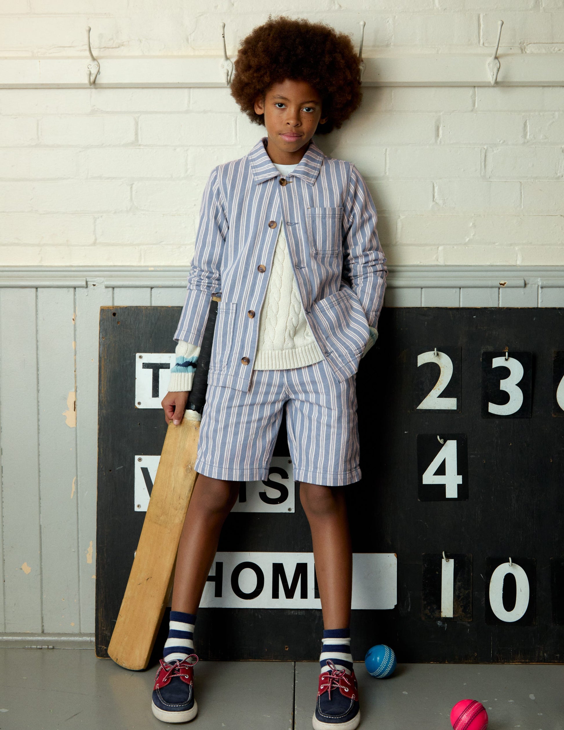 Elegante Shorts-Hellblau Streifen-1