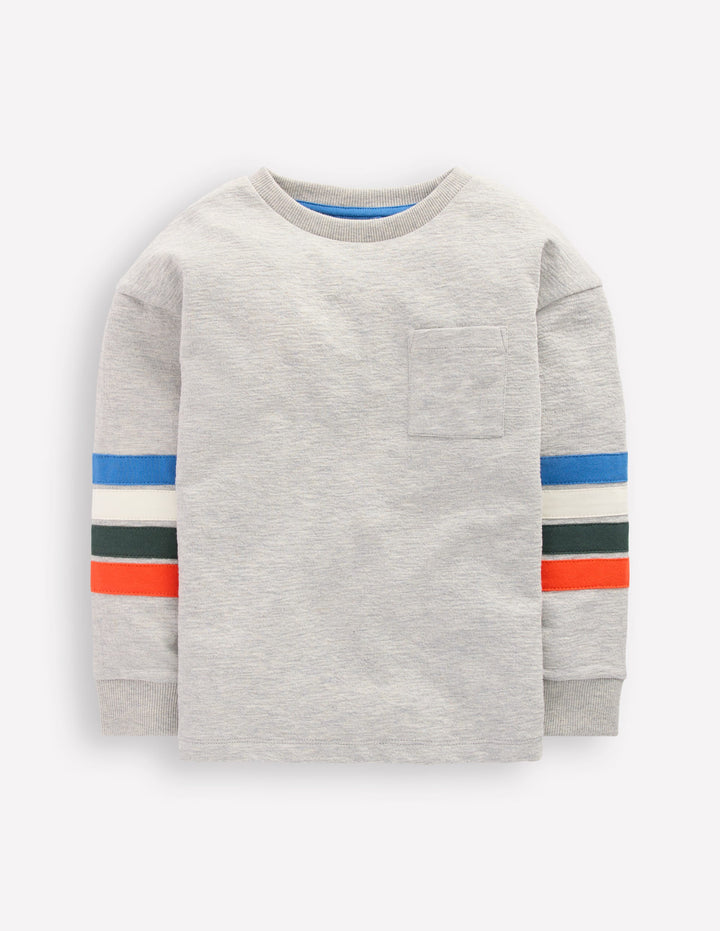 Lässiges, mittelschweres Langarmshirt-Grau Meliert