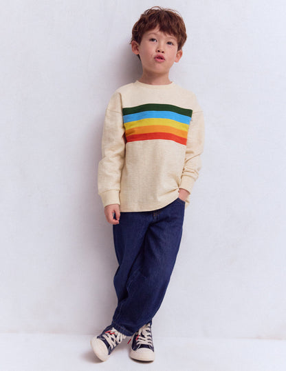 Lässiges, mittelschweres Langarmshirt-Beige Meliert-1