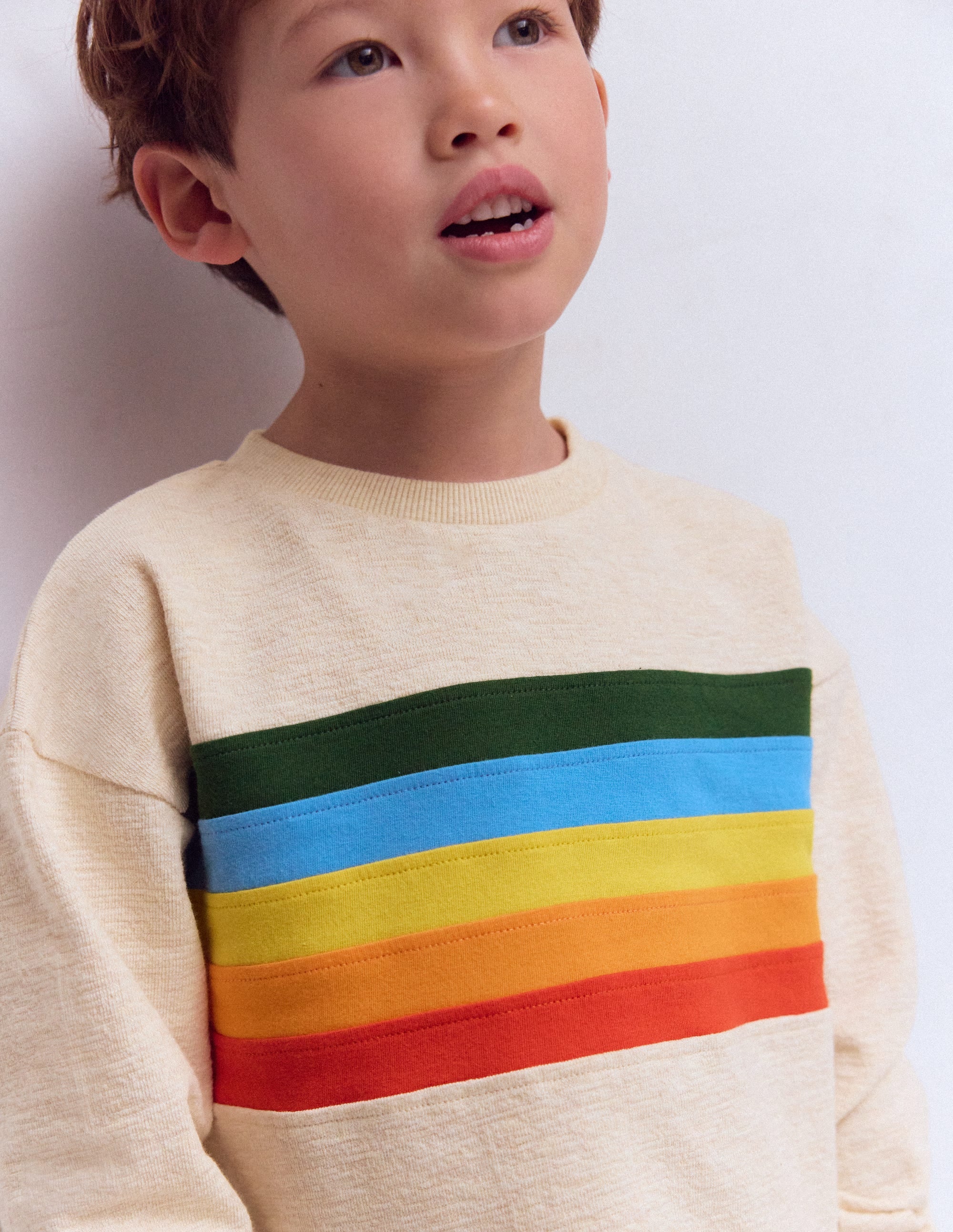 Lässiges, mittelschweres Langarmshirt-Beige Meliert - Image 2