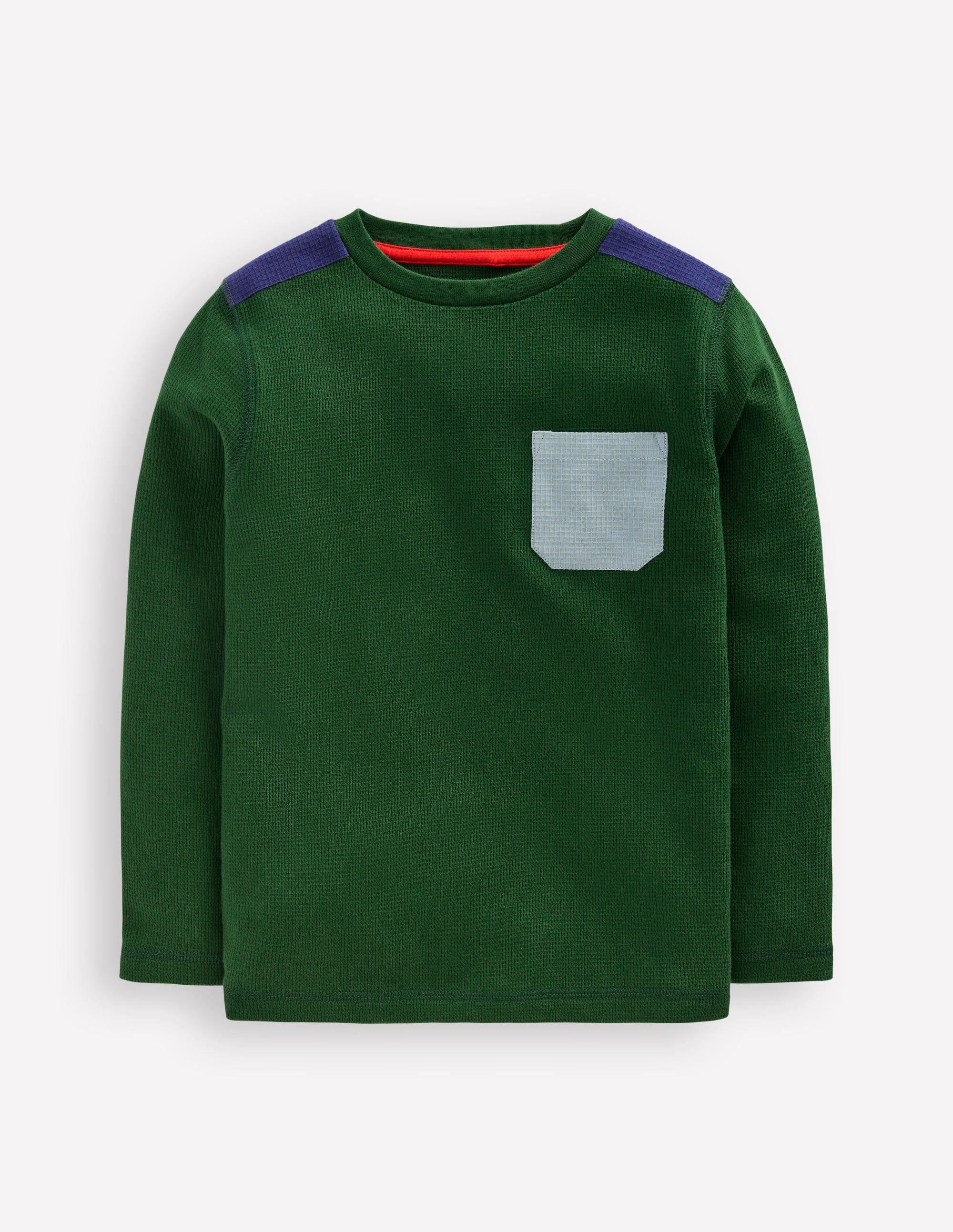 T-Shirt mit Waffelstruktur-Dunkelgrün - Image 1