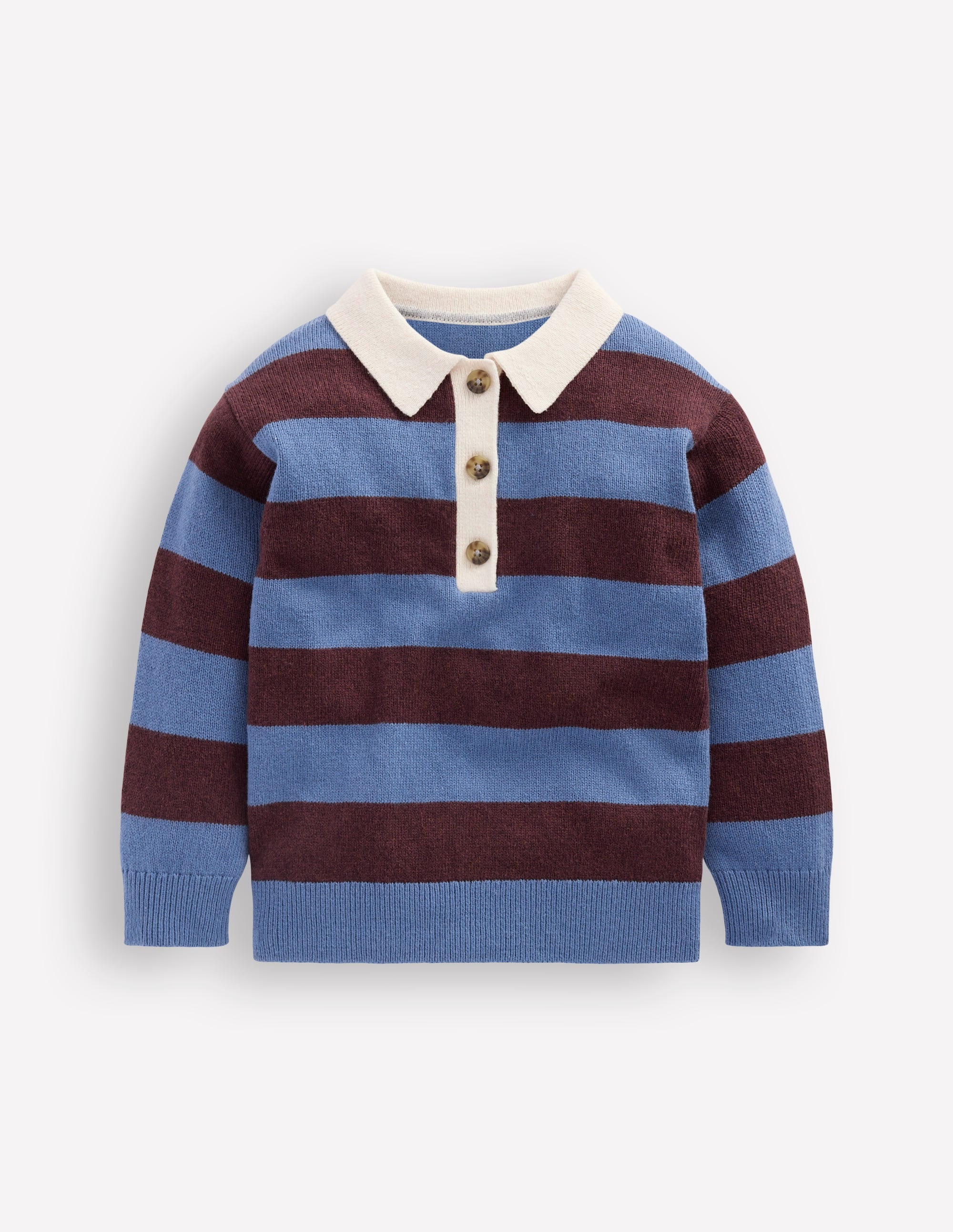 Rugby-Strickpullover-Blau/Braun, Gestreift - Image 1