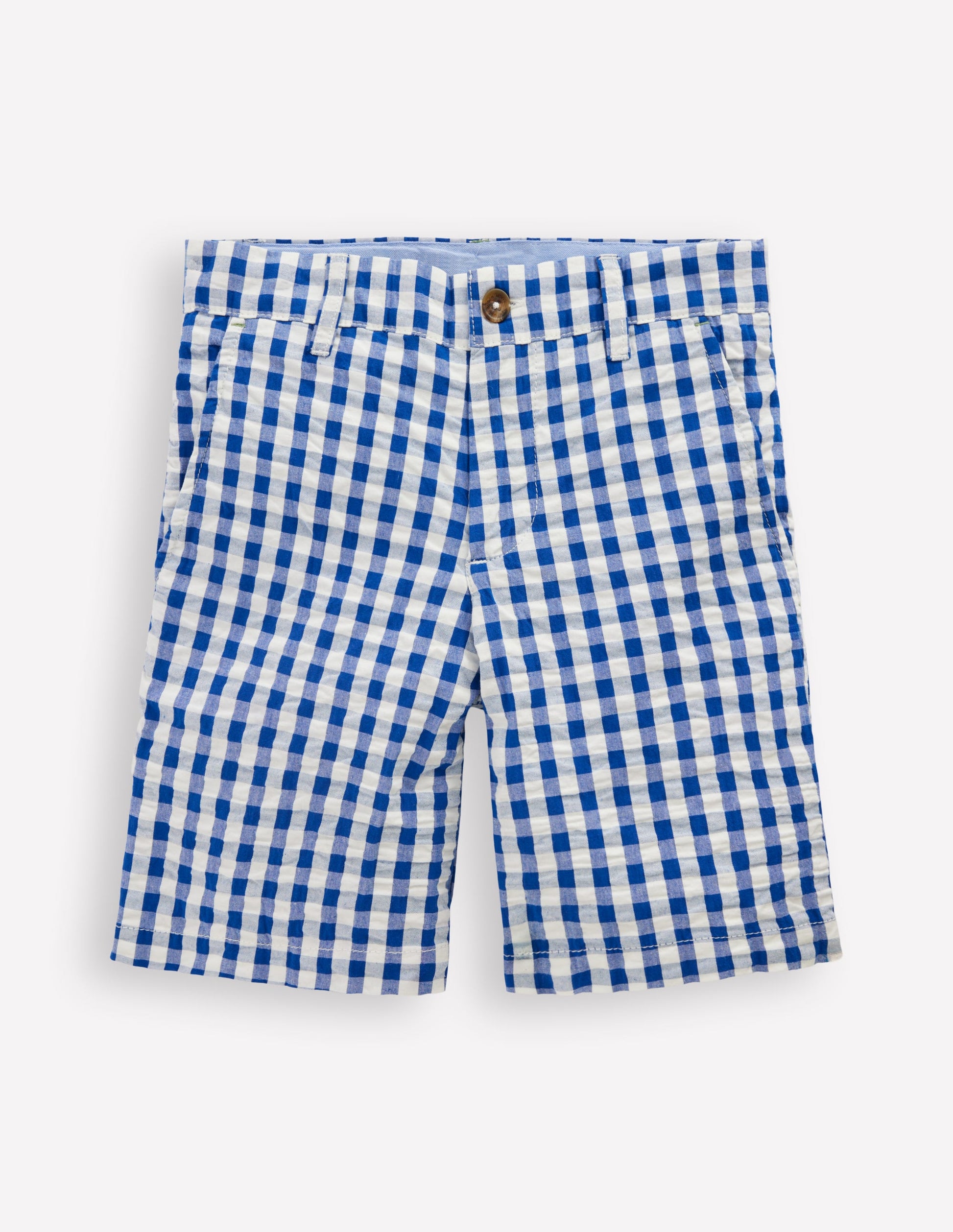 Texturierte Shorts-Blau Karo-1