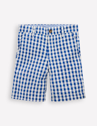 Texturierte Shorts-Blau Karo-1