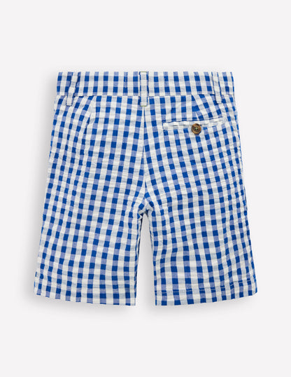 Texturierte Shorts-Blau Karo-2