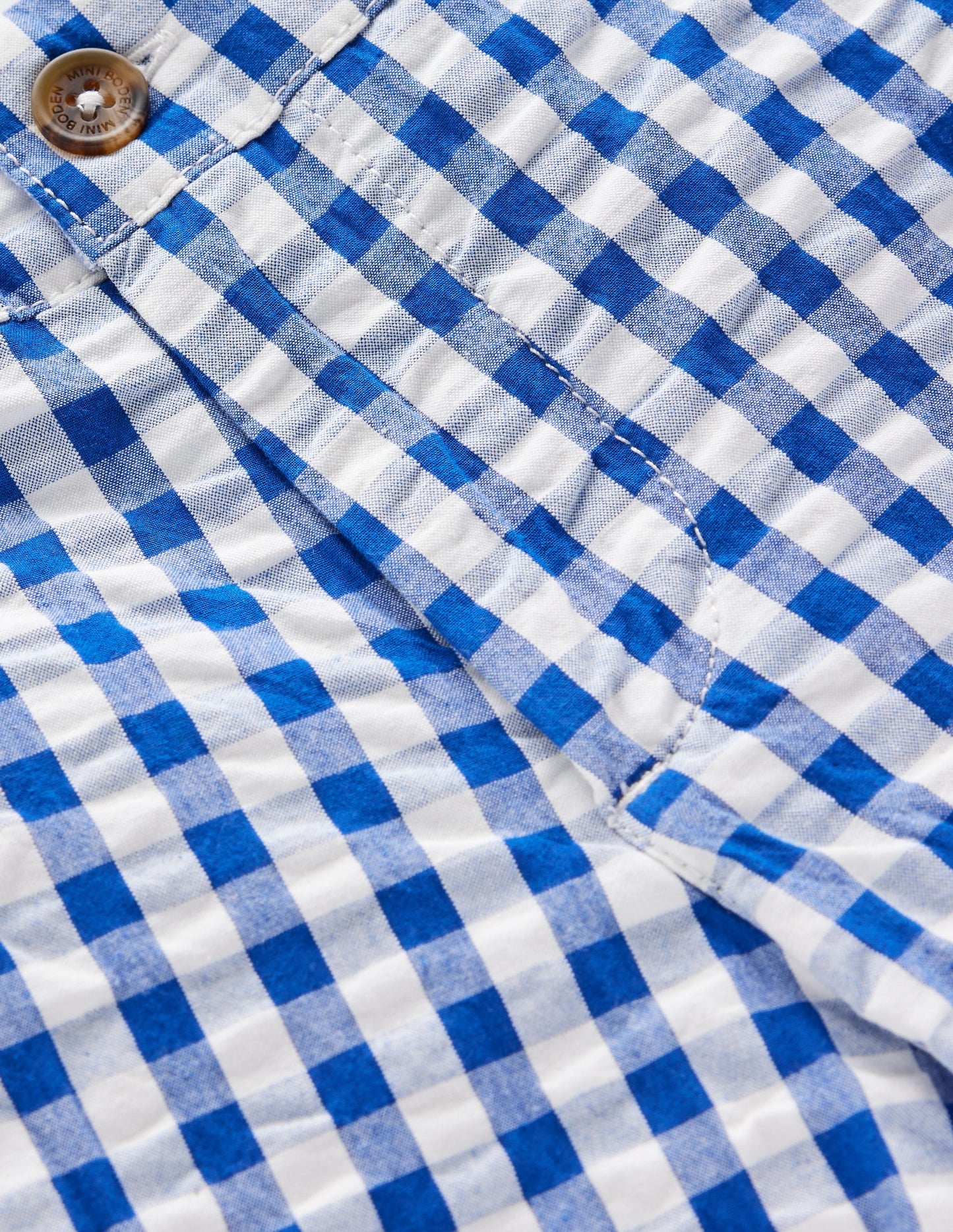 Texturierte Shorts-Blau Karo