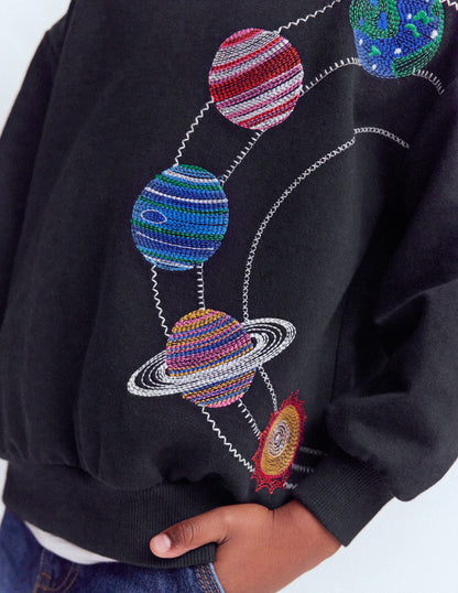 Embroidered Sweatshirt-Shadow Grey Space-3