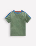 T-shirt décontracté à bande arc-en-ciel-Vert bouteille