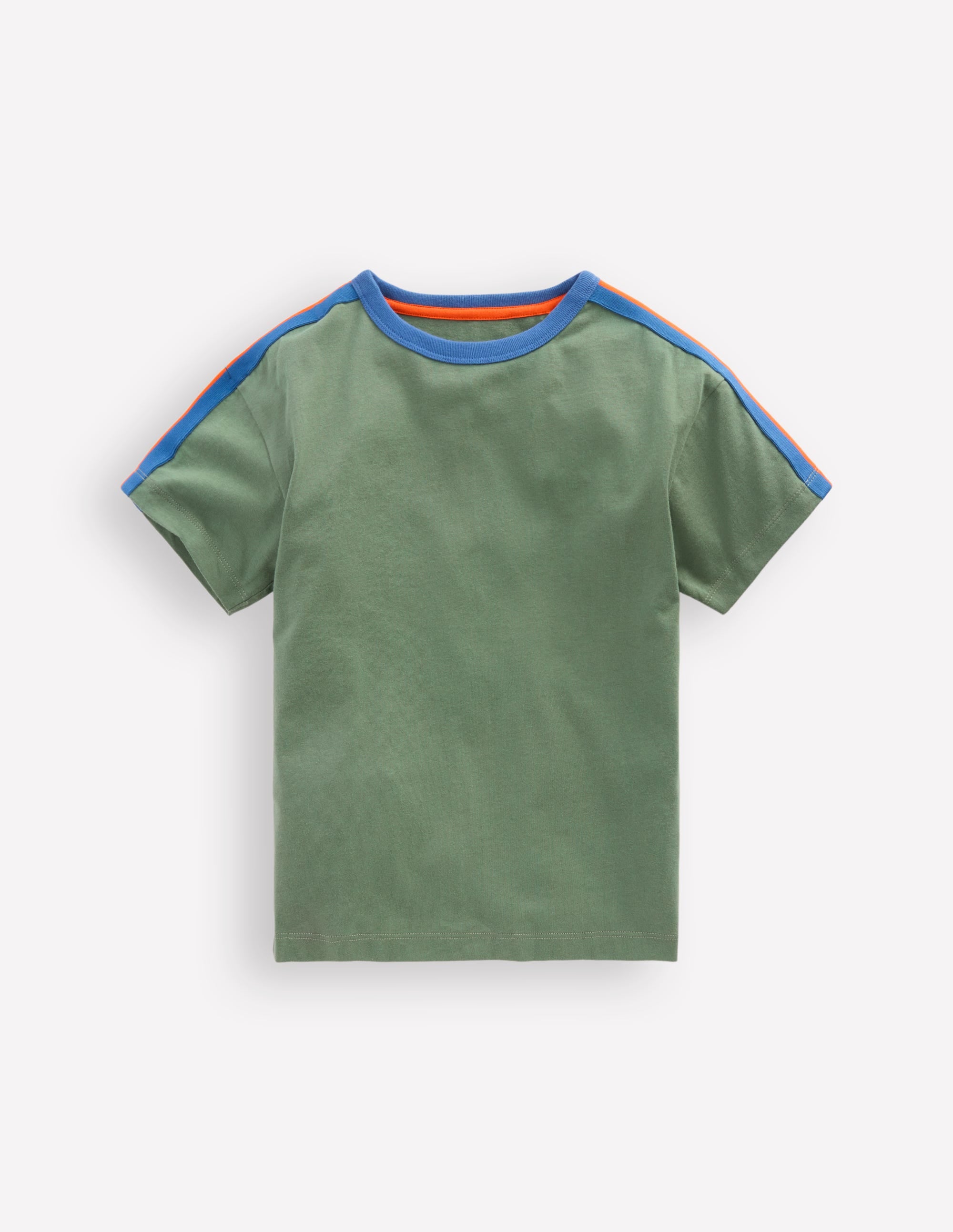 T-shirt décontracté à bande arc-en-ciel-Vert bouteille - Image 1
