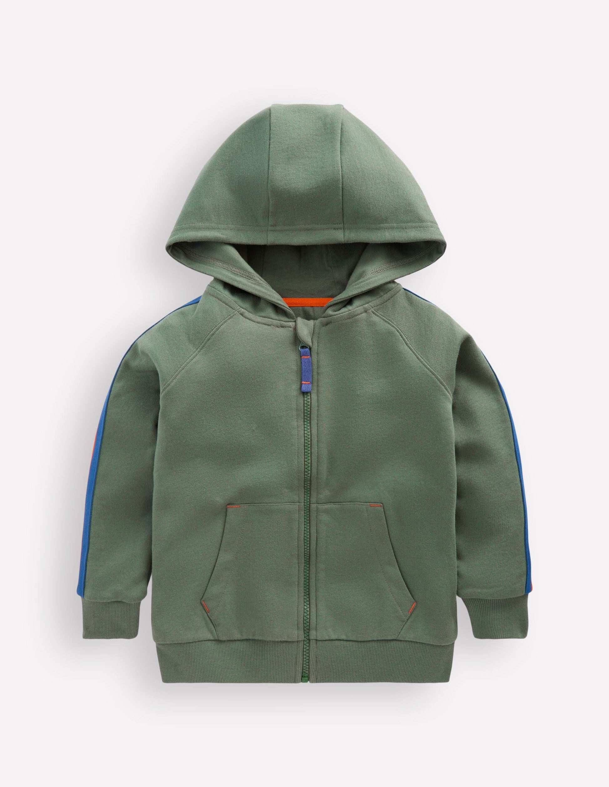 Sweat à capuche zippé avec manches raglan-Vert bouteille-1