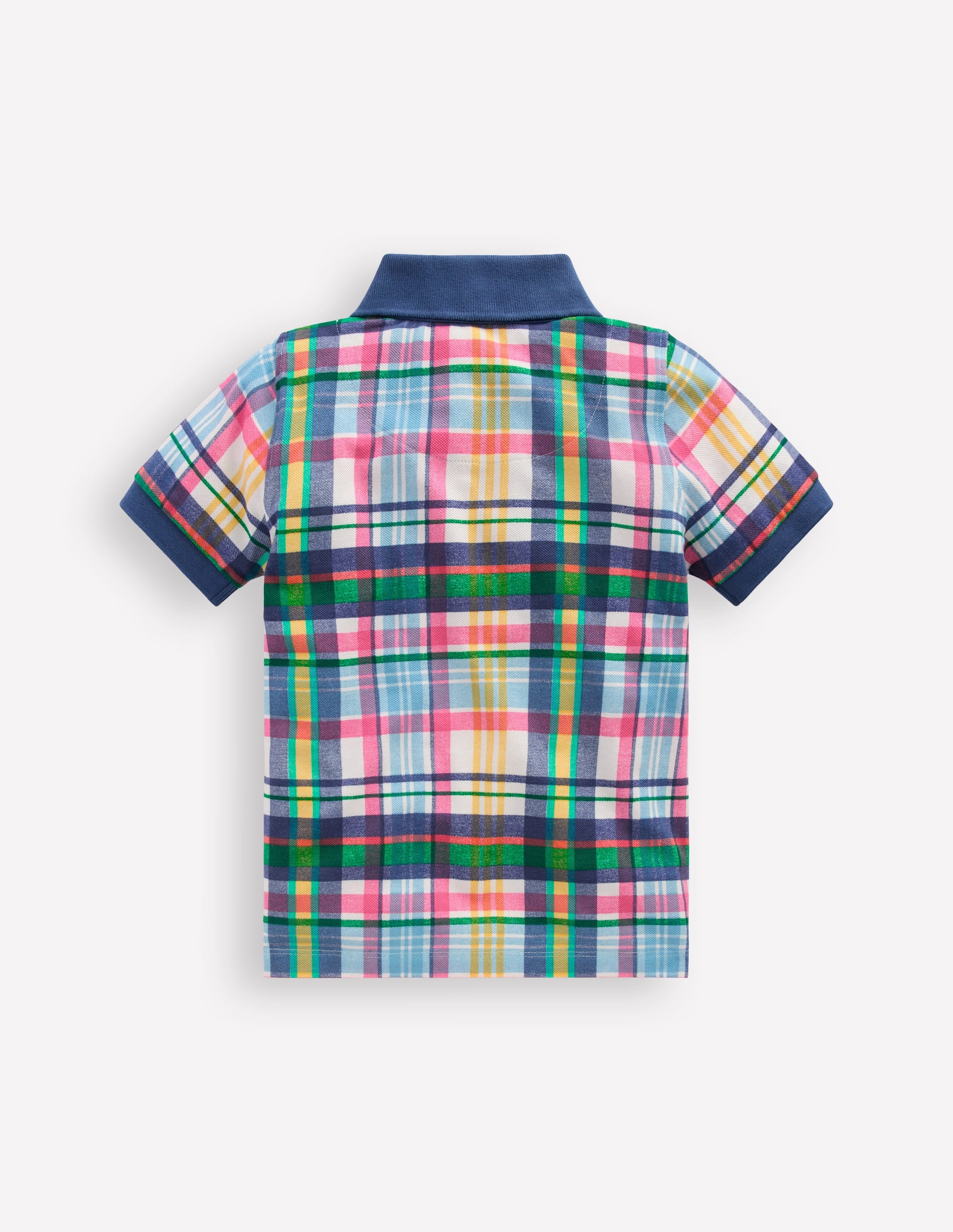 Polo en piqué-Madras ivoire, rose et vert - Image 2