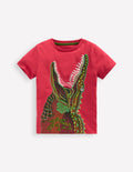 T-shirt à super surpiqûres-Crocodile rouge