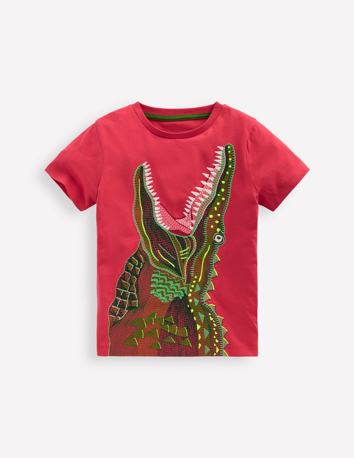 T-Shirt mit Superstitch-Design-Rot Krokodil