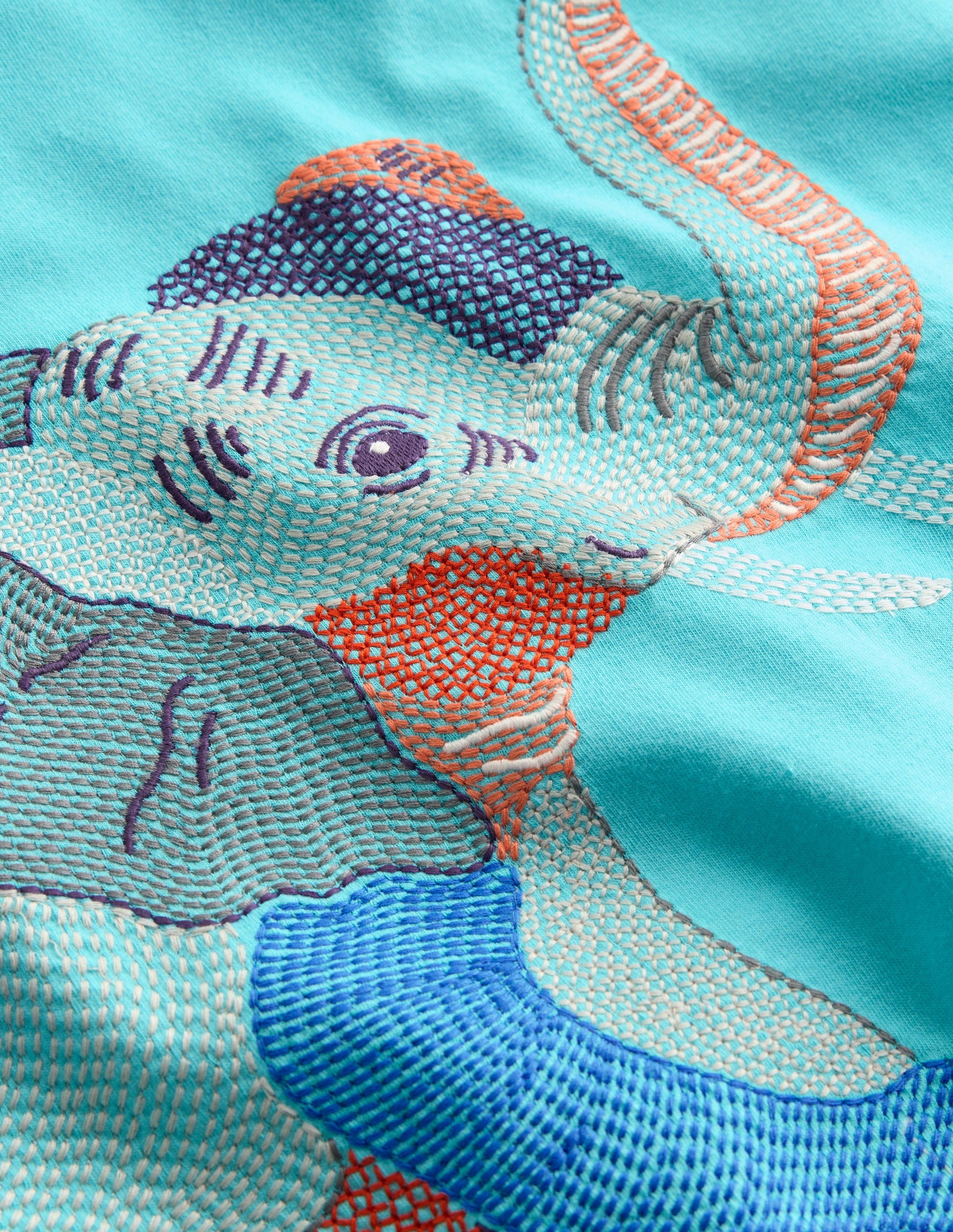 T-Shirt mit Superstitch-Design-Aqua Elefant-3