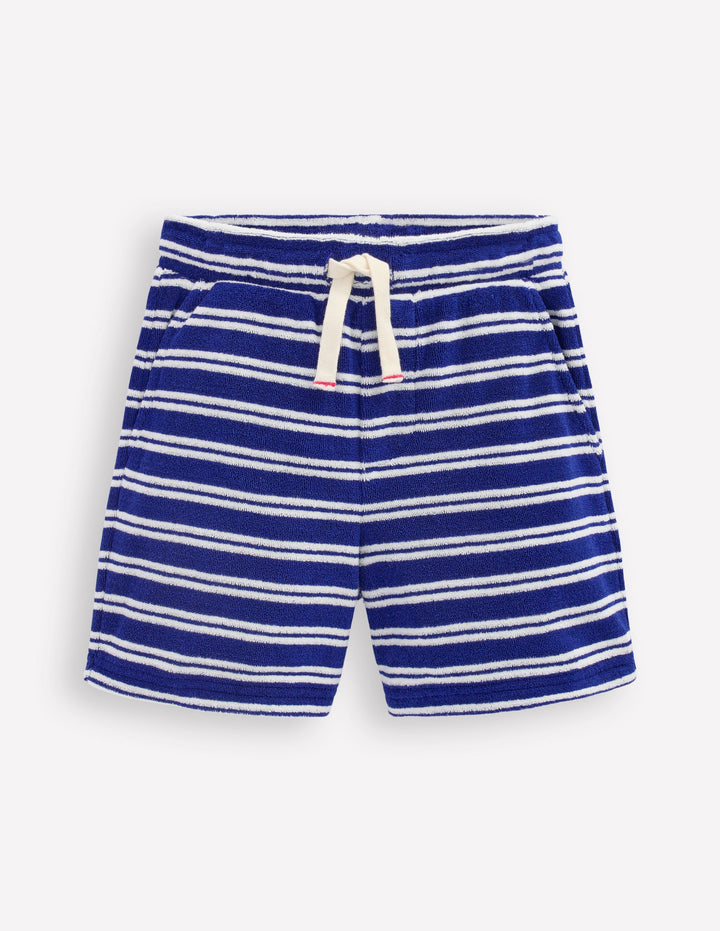 Frottee-Shorts-Mazarinblau und Naturweiß