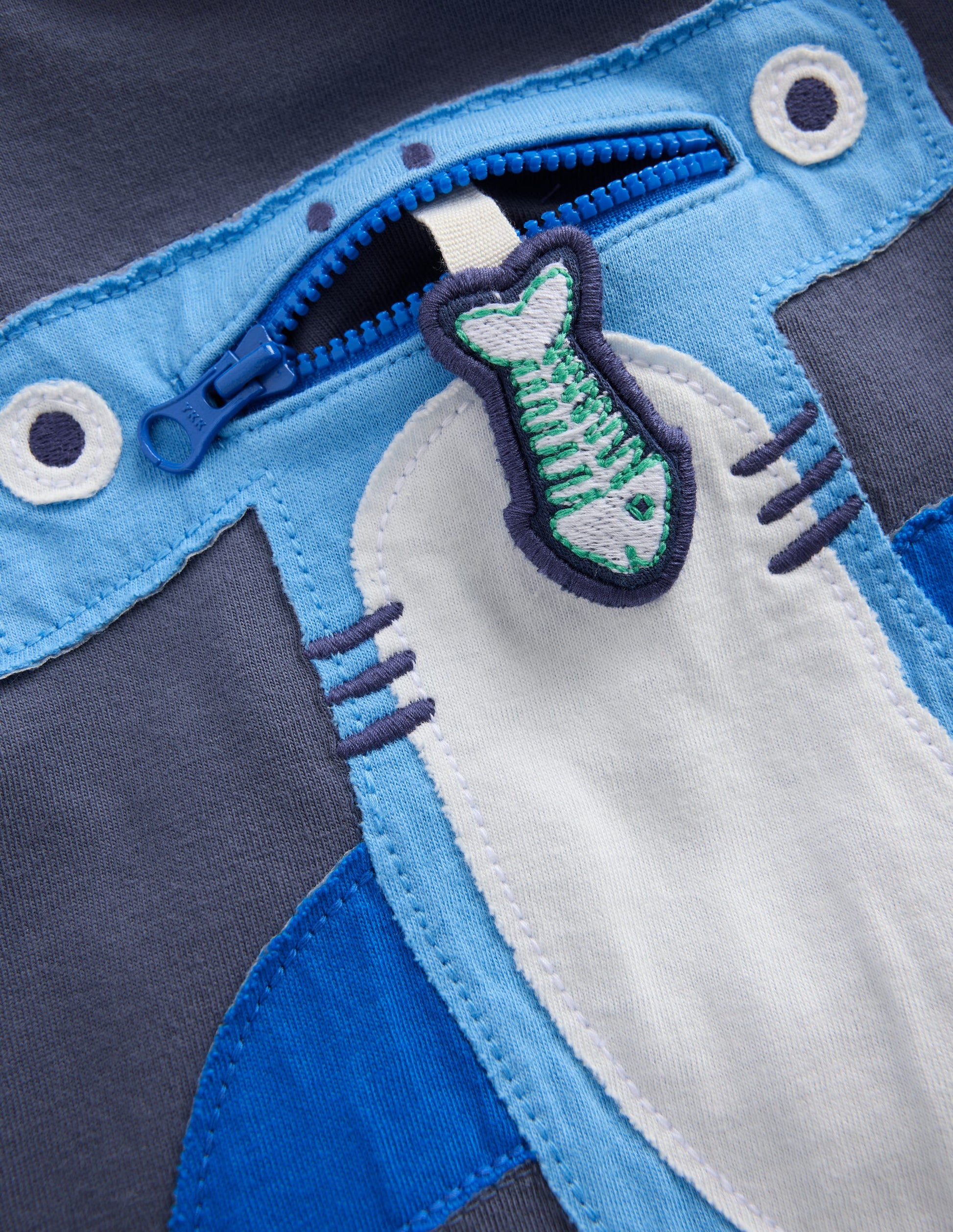 T-Shirt mit Reißverschlussapplikation-Roboterblau Hammerhai-3