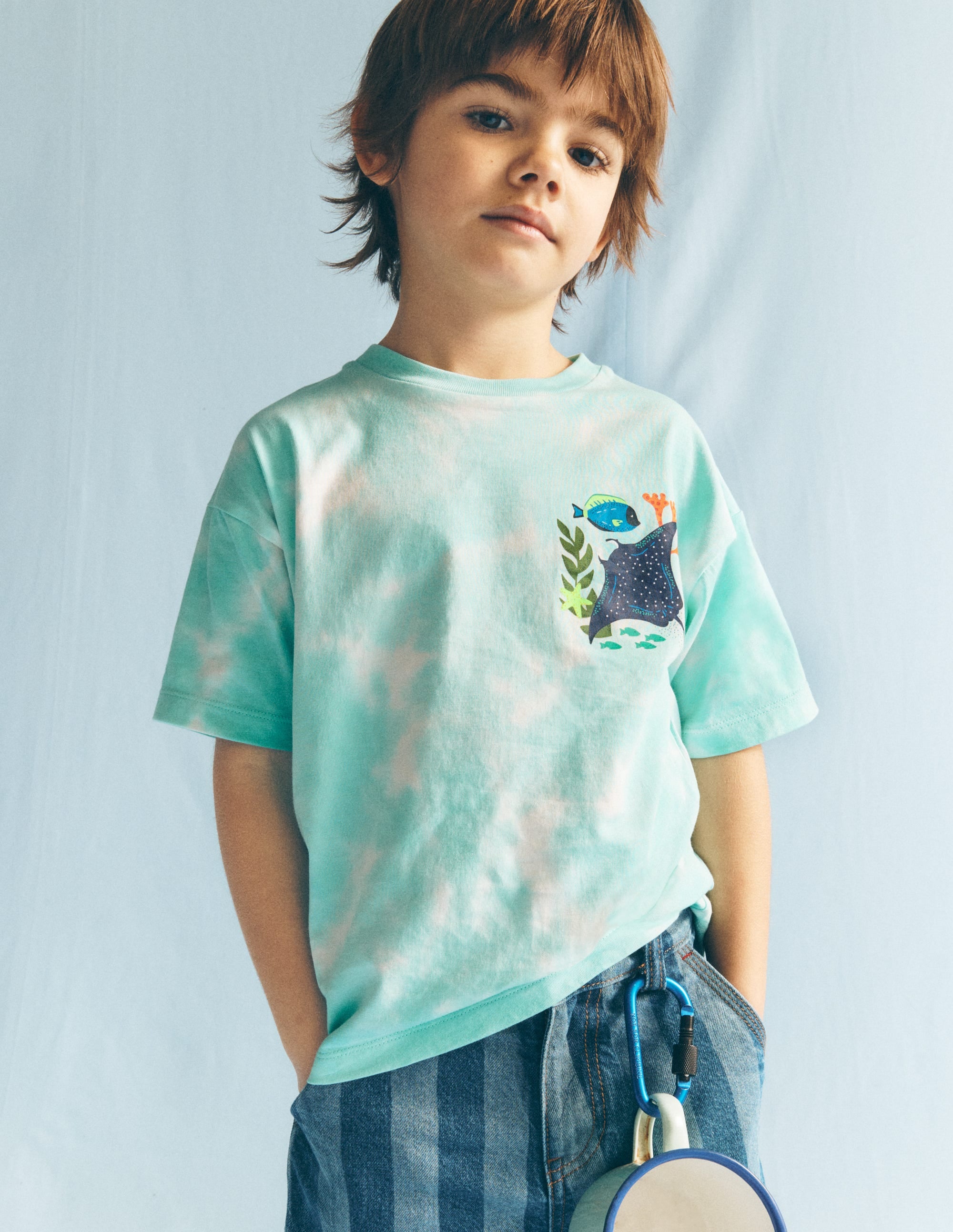 T-Shirt mit Druck auf Vorder- und Rückseite-Batikmuster Korallenriff - Image 2