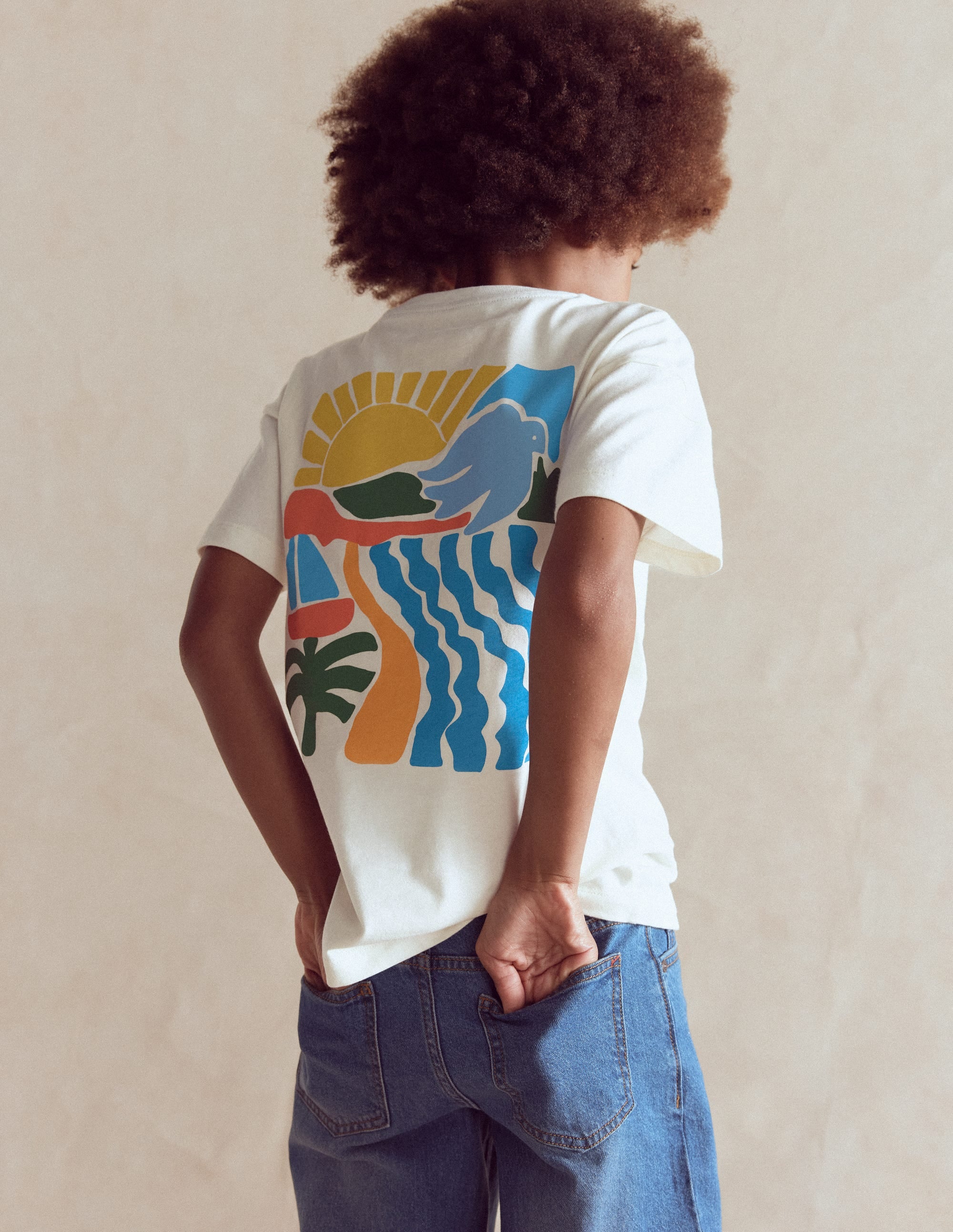 T-shirt à imprimé recto verso-Motif Sun Scape ivoire doux - Image 2