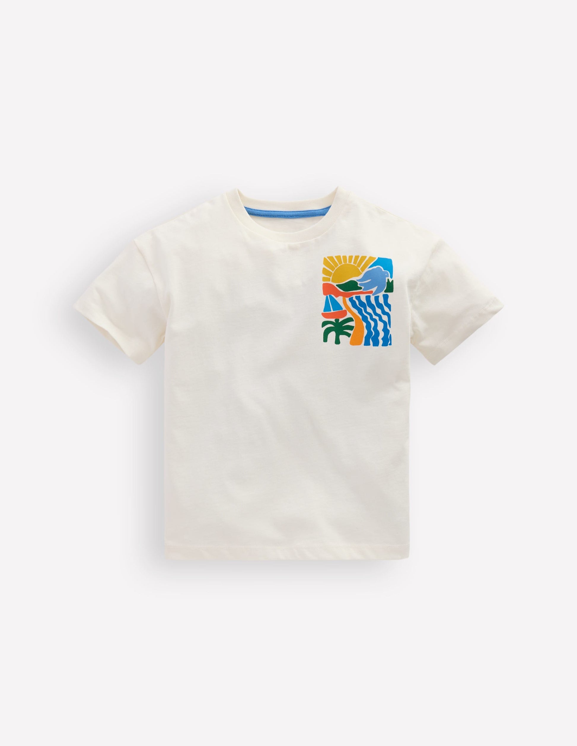 T-shirt à imprimé recto verso-Motif Sun Scape lait de coco-3