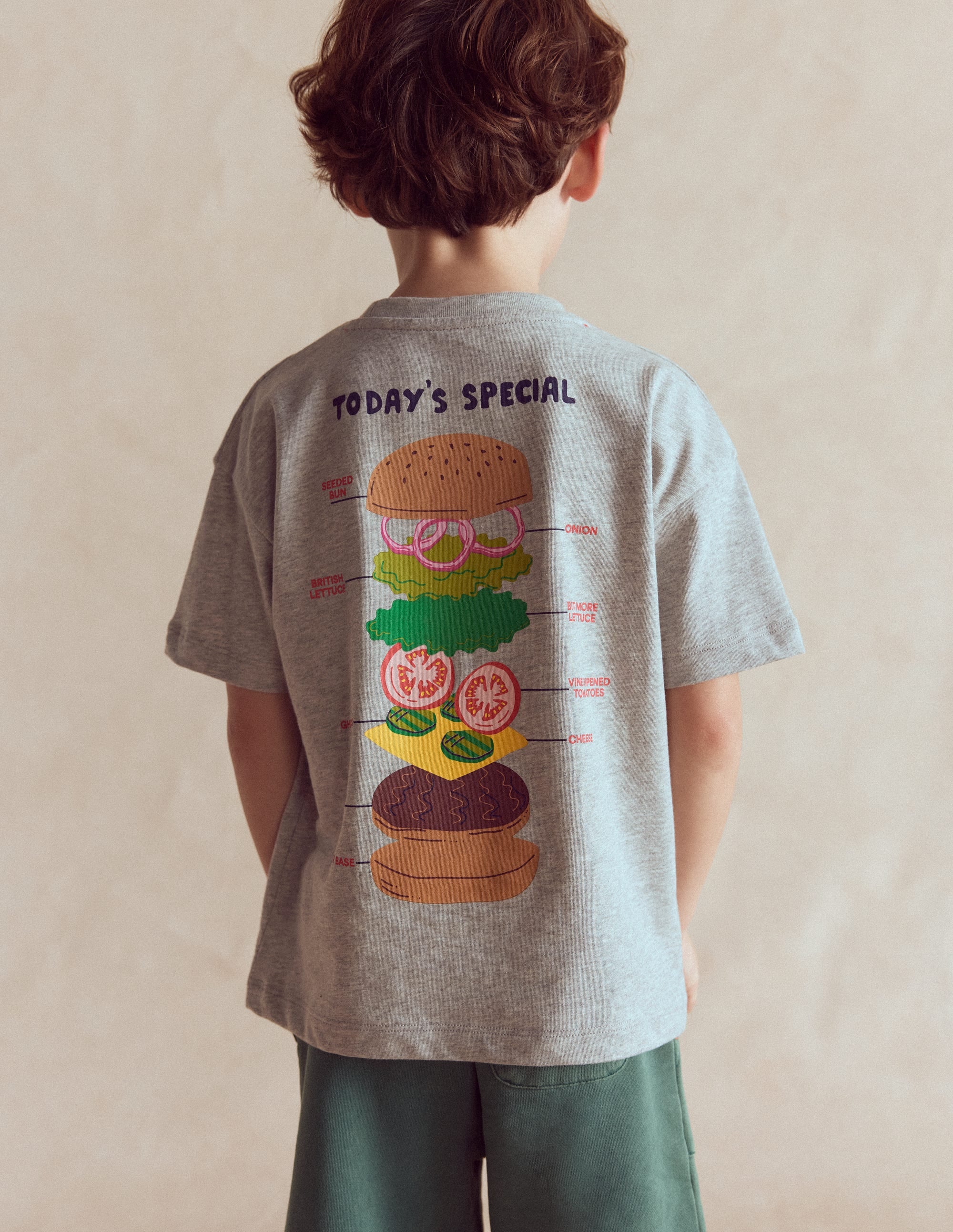 T-Shirt mit Druck auf Vorder- und Rückseite-Grau Meliert Hamburger - Image 2