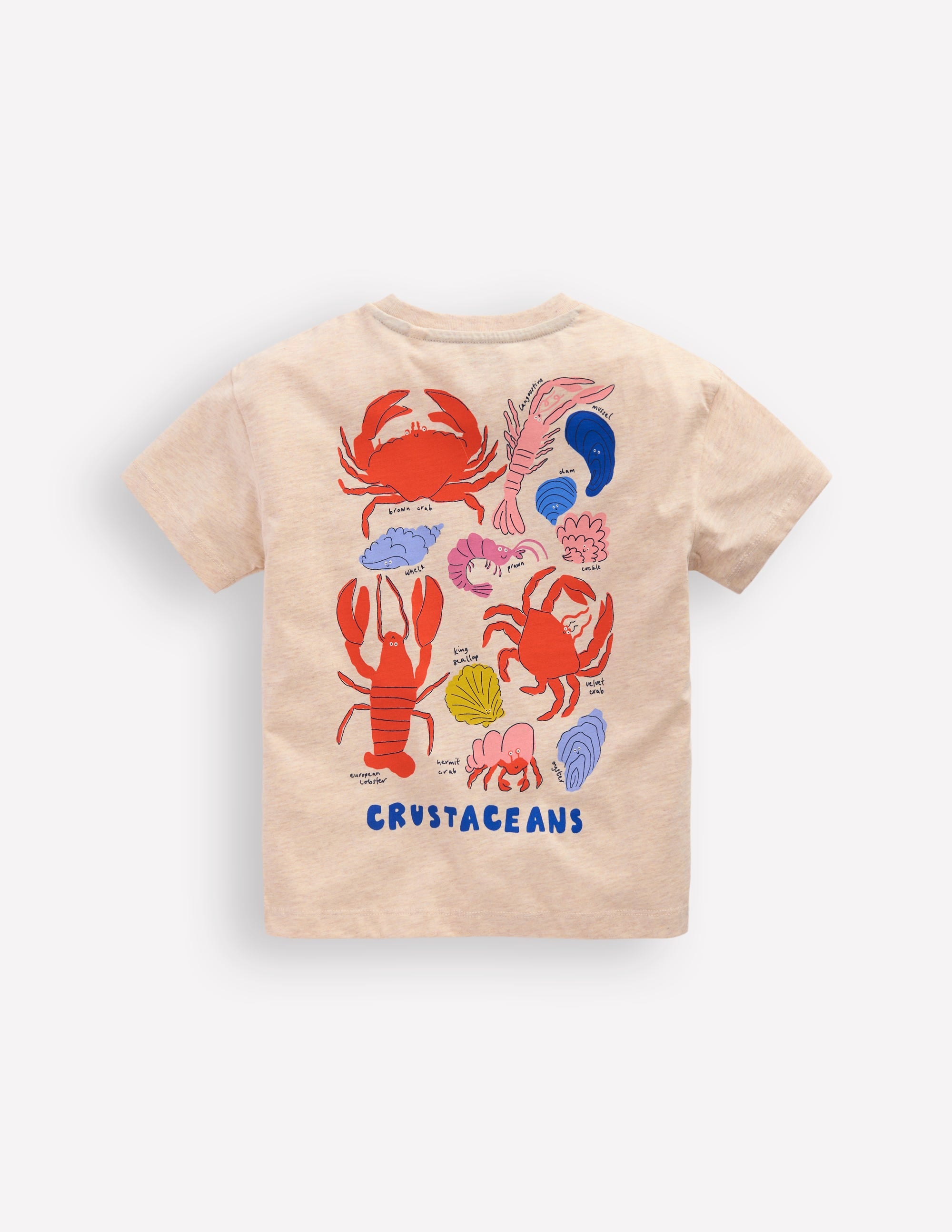 T-Shirt mit Druck auf Vorder- und Rückseite-Haferbeige Krebstiere - Image 2