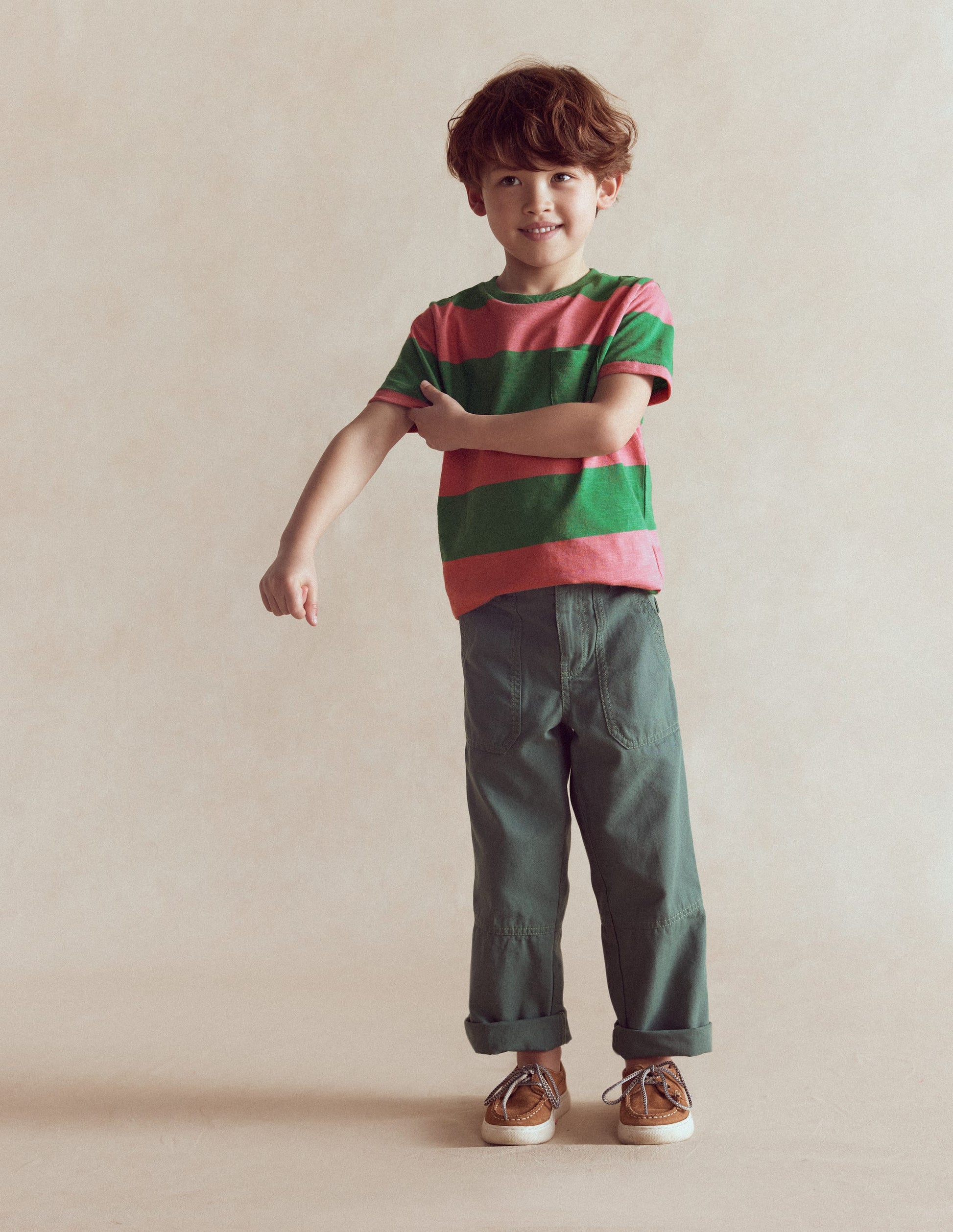 T-Shirt für den Alltag-Kleeblattgrün/Chintz-Rosa-1