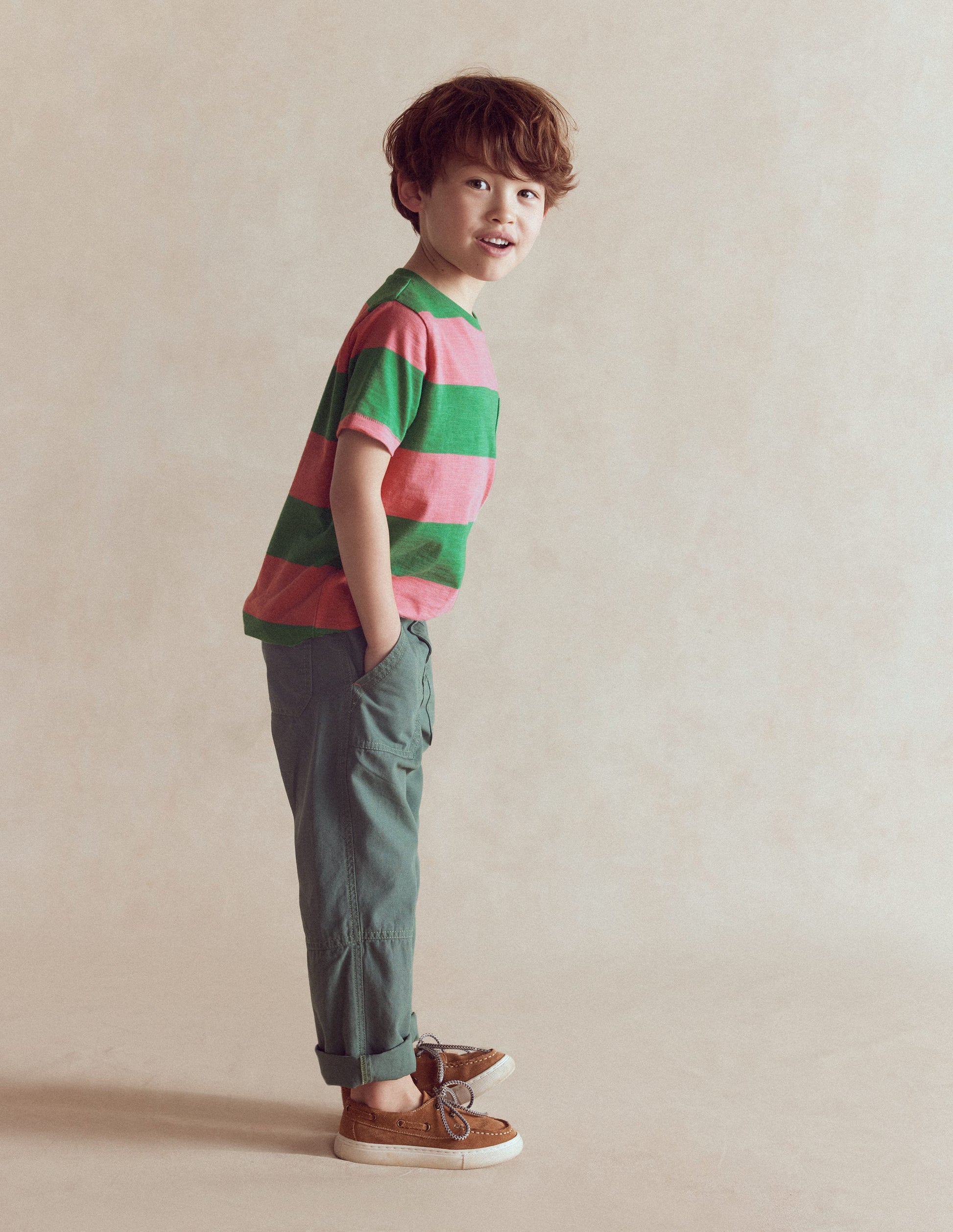 T-Shirt für den Alltag-Kleeblattgrün/Chintz-Rosa-2