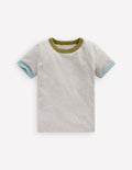 Ringer-T-Shirt-Grau Meliert