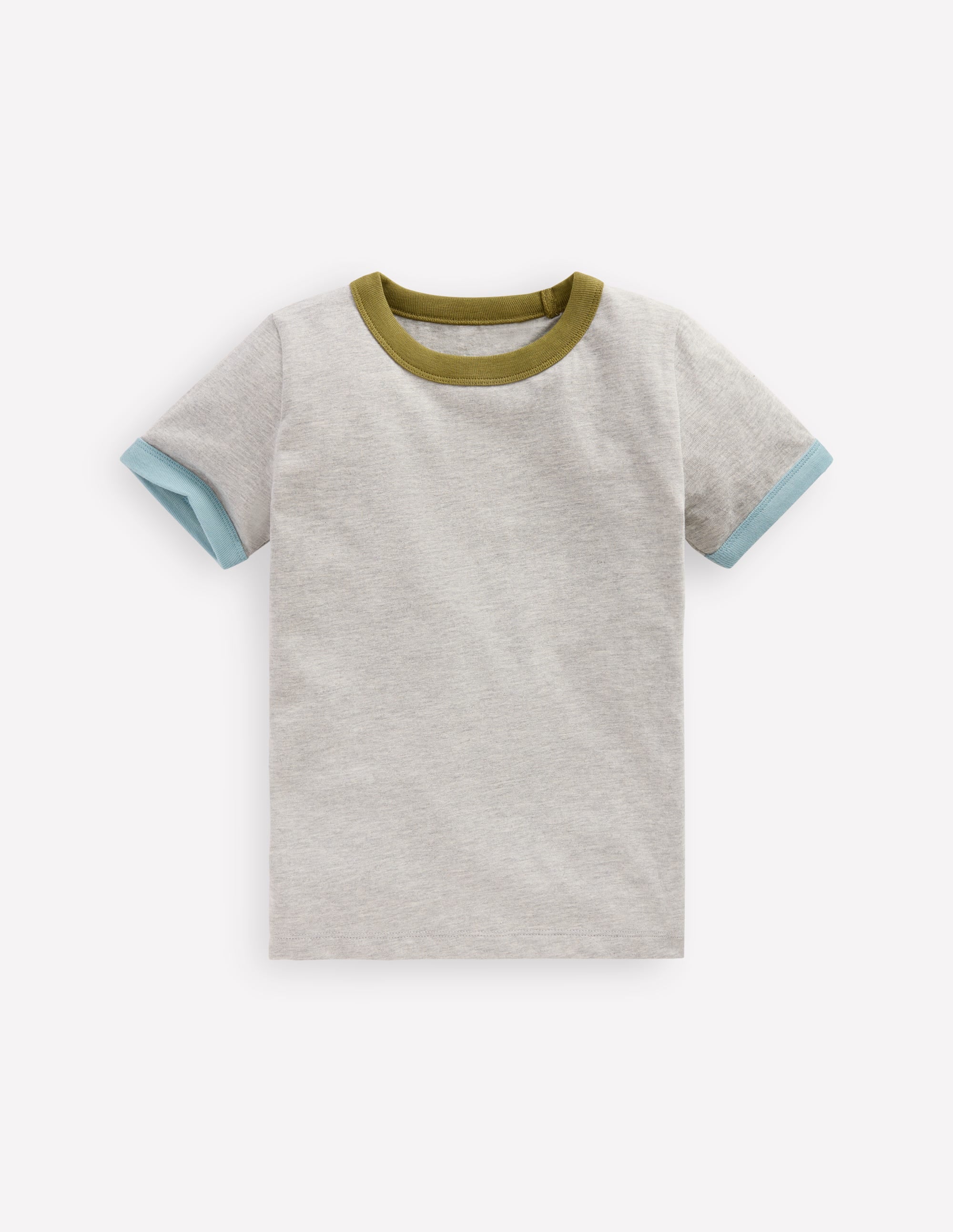 T-shirt à bordures contrastantes-Gris chiné - Image 1