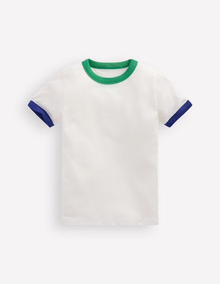 T-shirt à bordures contrastantes-Ivoire