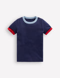 Ringer-T-Shirt-Marineblau