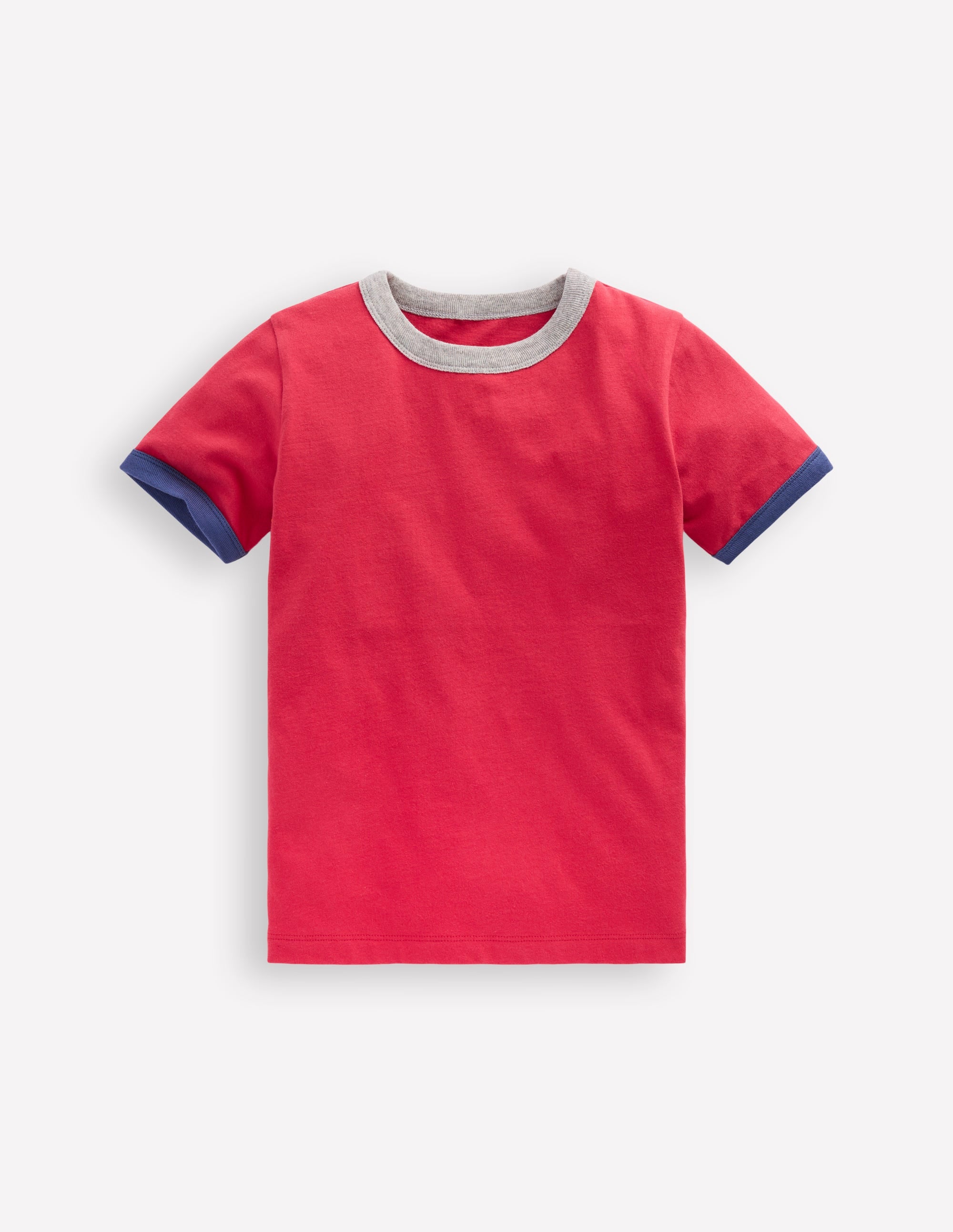 T-shirt à bordures contrastantes-Rouge tomate cerise - Image 2