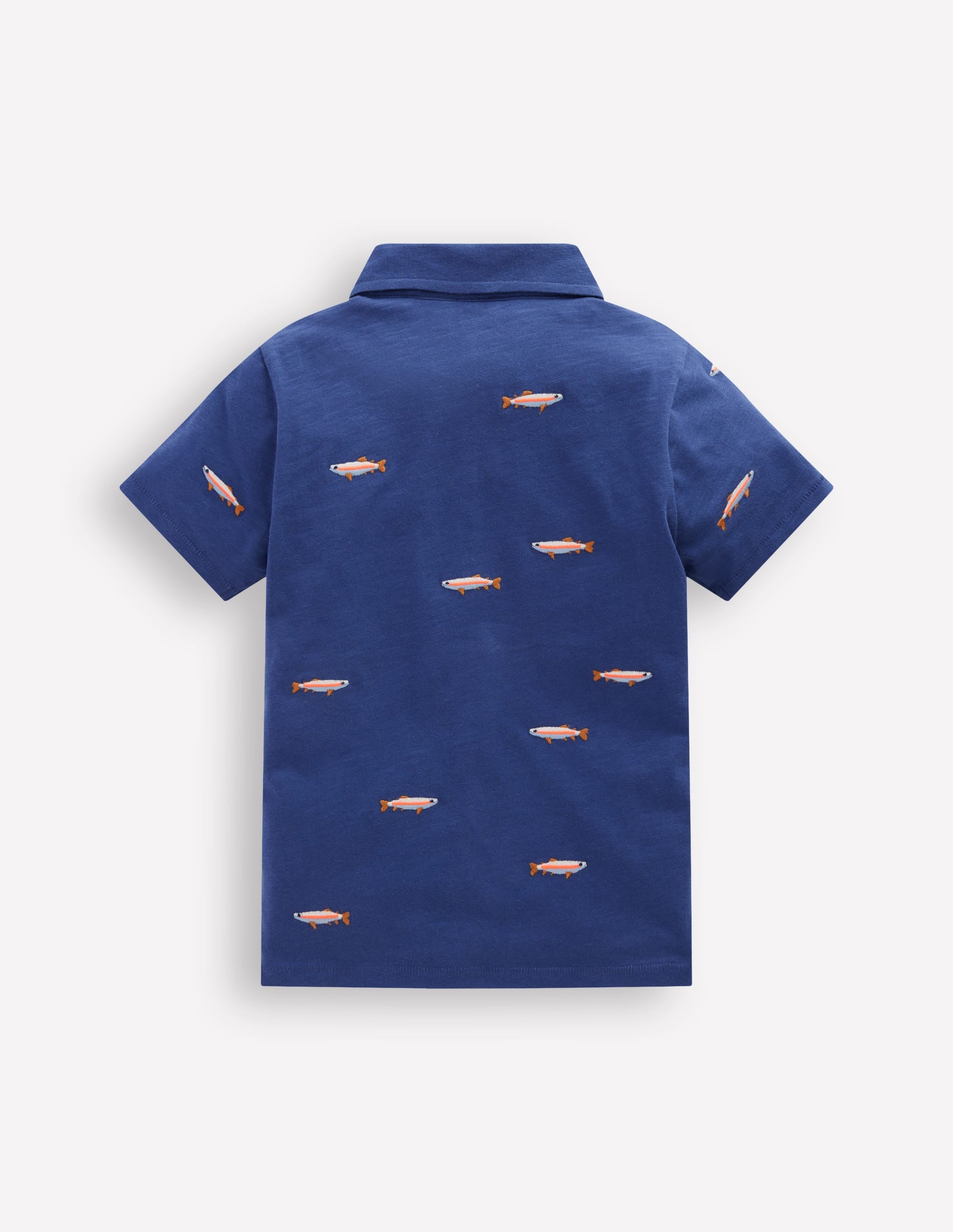 Polo flammé et brodé-Pêche bleu - Image 2
