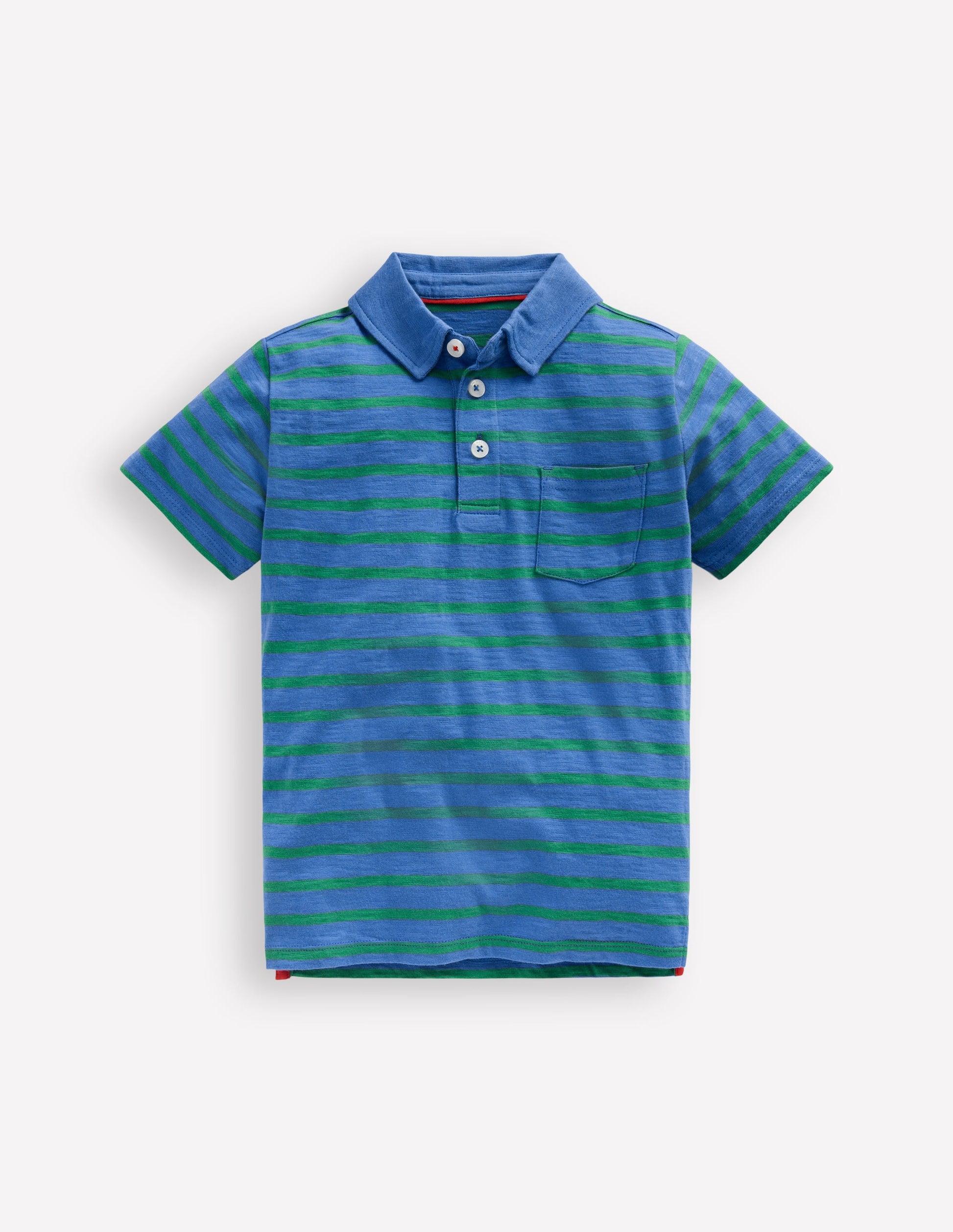 Slub Polo Shirt-Regatta Blue/Shamrock Green-1