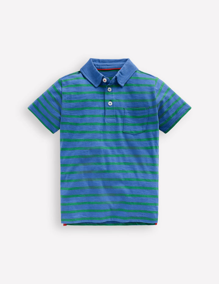 Polo flammé-Bleu régate/vert trèfle