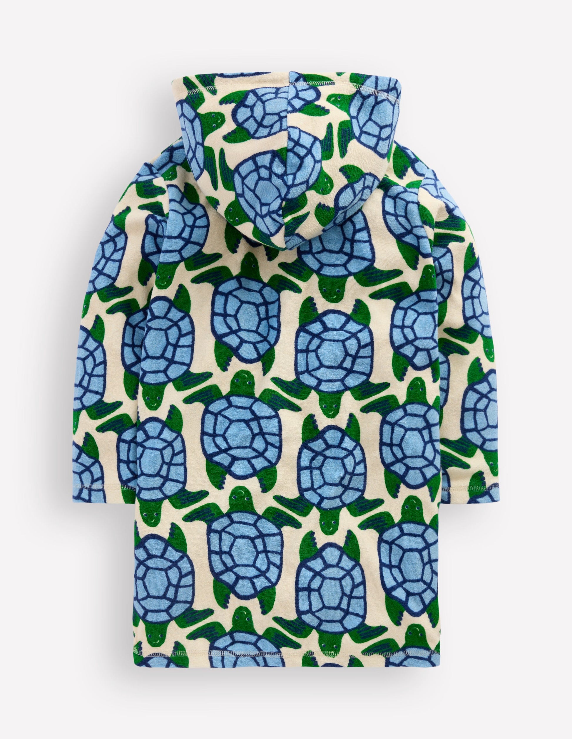 Poncho en éponge à fermeture zippée-Tortues blanc calicot-4