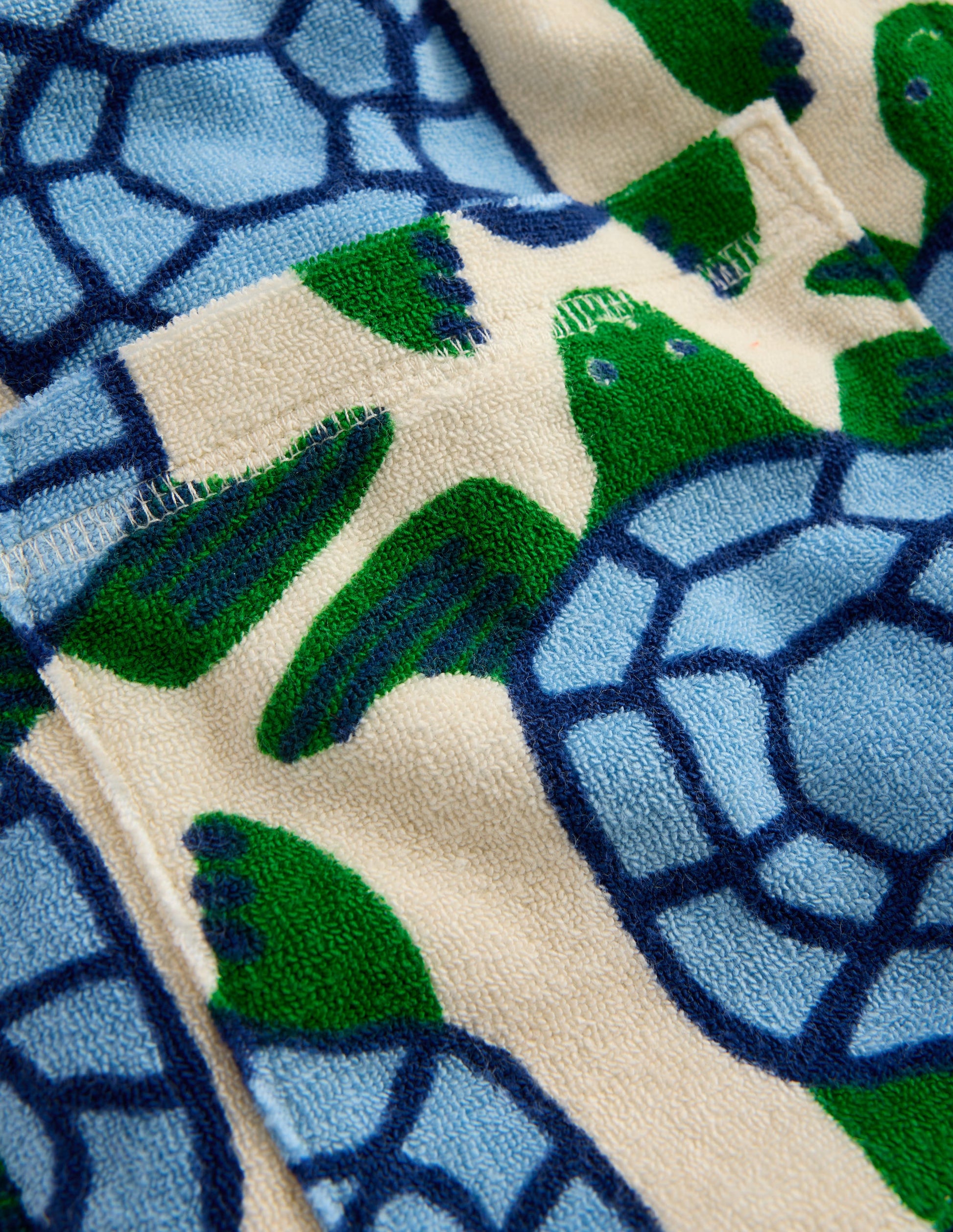 Poncho en éponge à fermeture zippée-Tortues blanc calicot-5