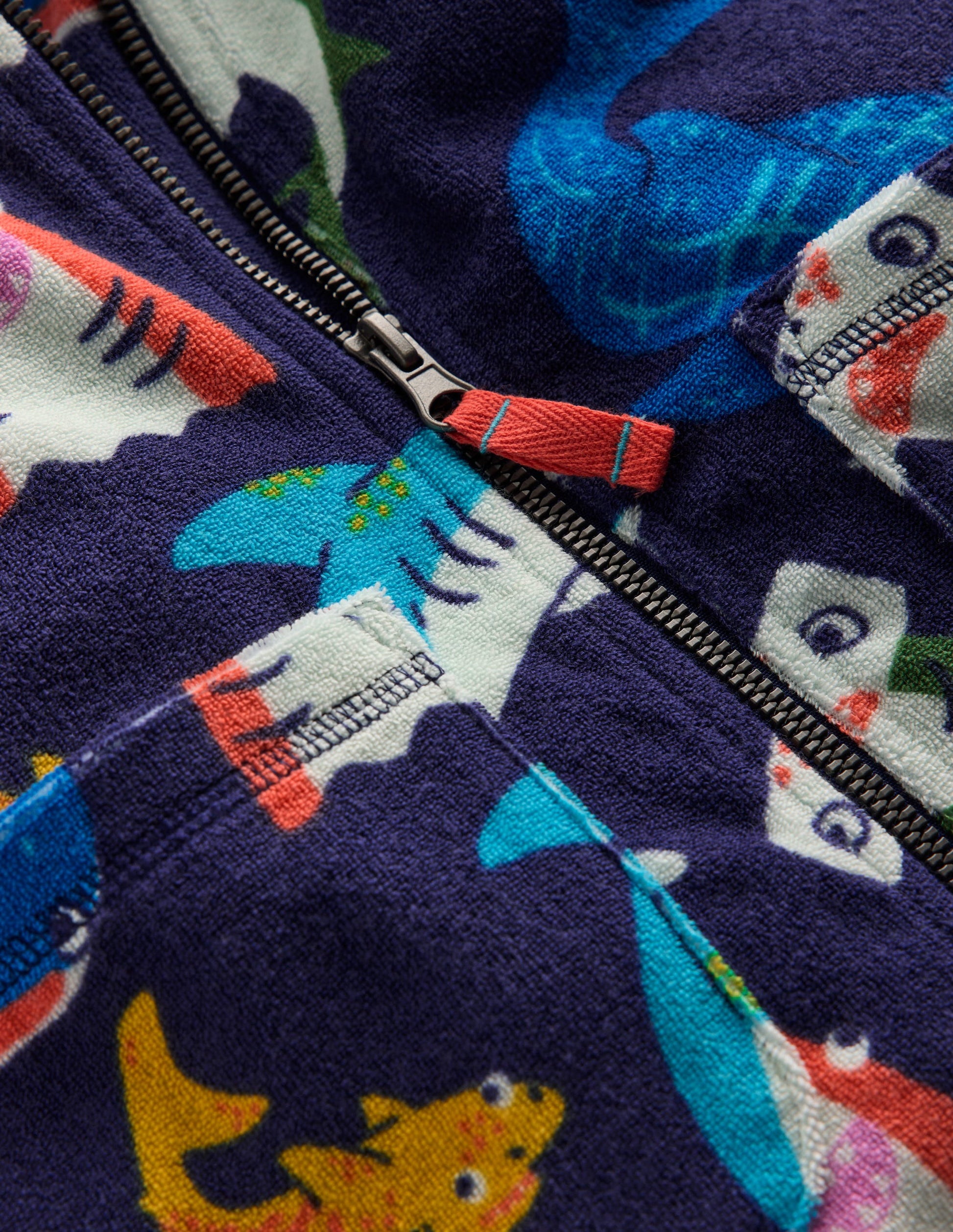 Frottee-Badeponcho mit Reißverschluss-Schuluniform-Navy, Haie-3